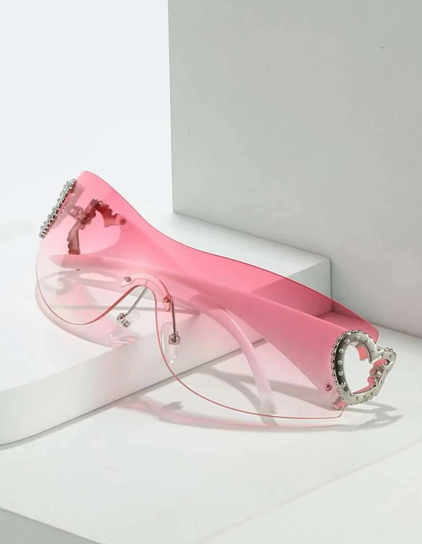 Y2K Style Heart Decor Rimless - Image 3